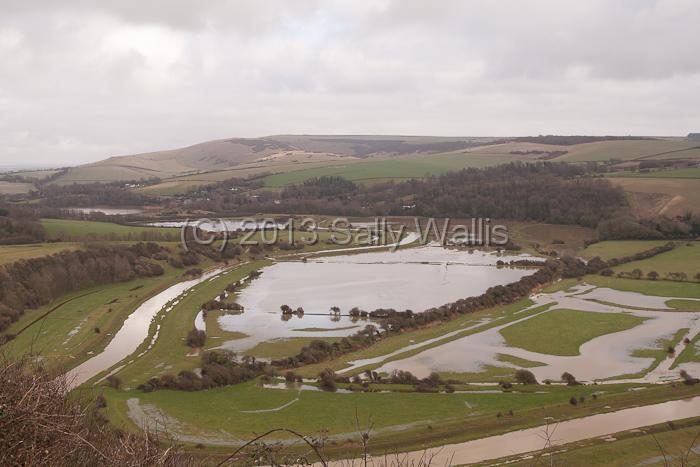 flooded Sussex valley.jpg - Flooded valley with river meandering through the South Down, Sussex